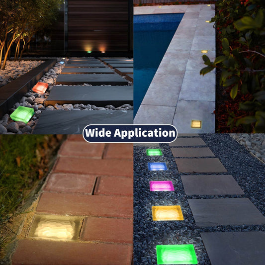 SHONE Paver Outdoor Lights, 4x4 Crystal-Look Glass Casing LED Brick, IP67 Waterproof In Ground Light, Anti-Glare 12V AC/DC Low Voltage for Pathway, Yard, Deck, Terrace - SHONE