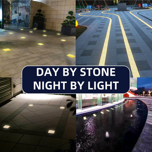 Paver Outdoor Light, 4x4 Car Weight Bearing Recessed LED Brick, IP67 Waterproof In-Ground Light, Anti-Glare Marble Look, 12V AC/DC Low-Voltage for Walkway, Driveway - SHONE
