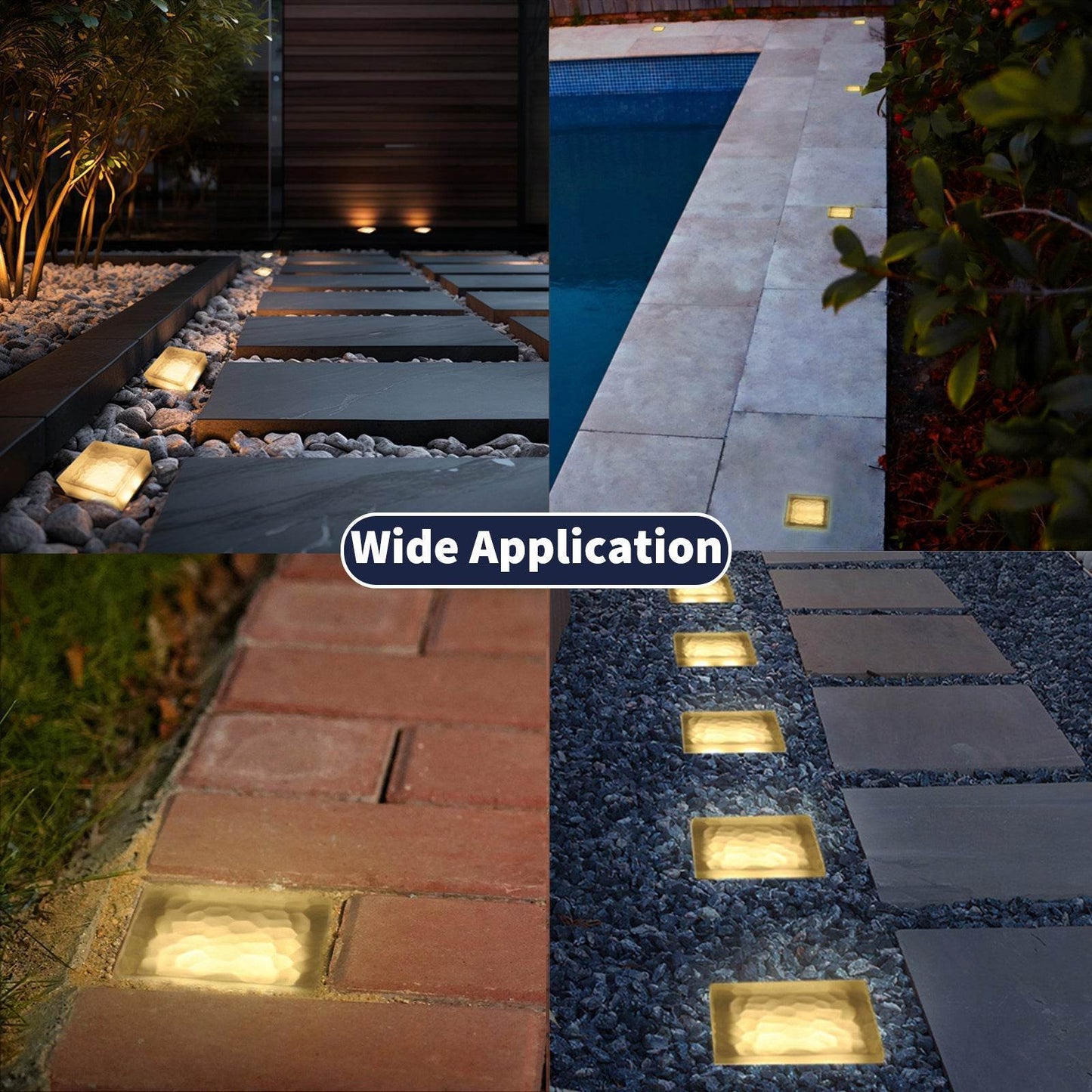 SHONE 4x4 Crystal Brick Light - Color Changing, IP67 Waterproof Paver Light for Pathway, Deck, Yard
