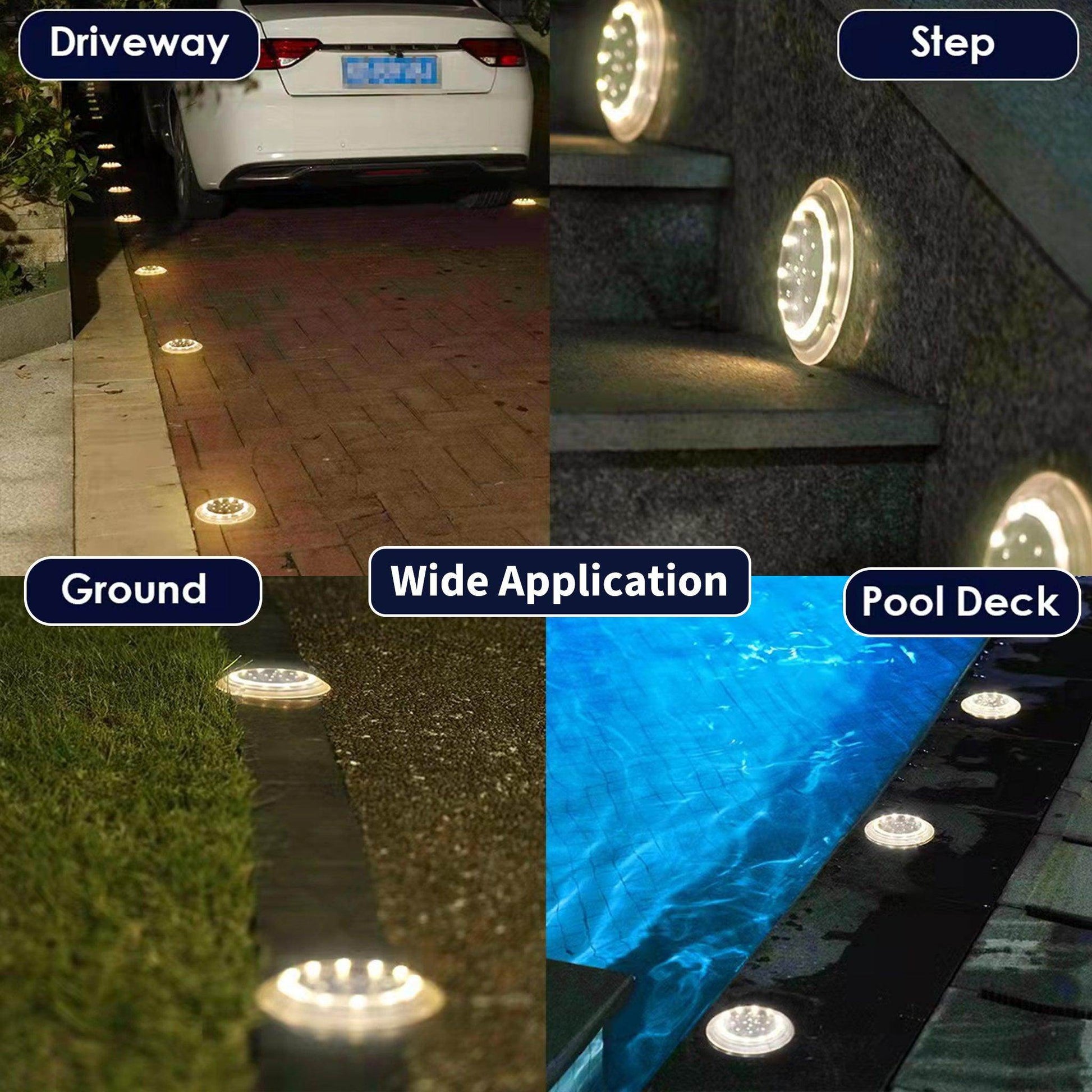 SHONE Round Solar Ground Light – 12 LED, IP67 Waterproof Solar Deck Light for Step, Pool, Lawn, Pathway