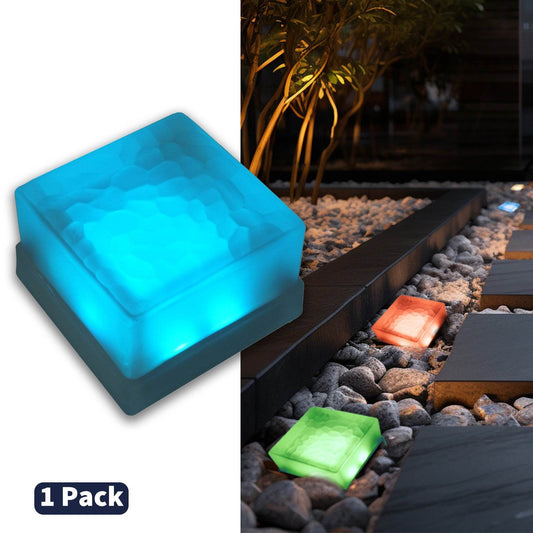 SHONE Paver Outdoor Lights, 4x4 Crystal-Look Glass Casing LED Brick, IP67 Waterproof In Ground Light, Anti-Glare 12V AC/DC Low Voltage for Pathway, Yard, Deck, Terrace - SHONE