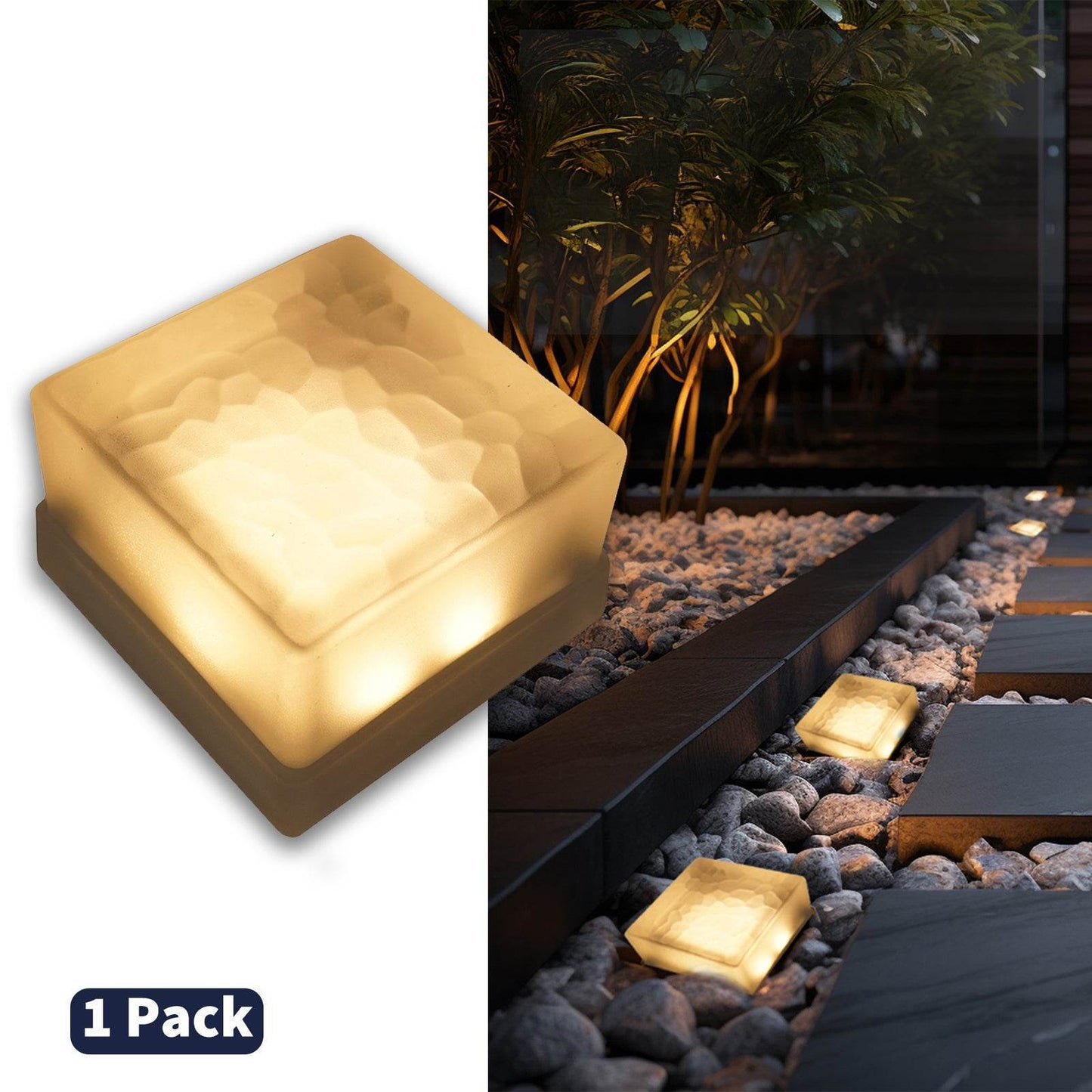 SHONE 4x4 Crystal Brick Light - Color Changing, IP67 Waterproof Paver Light for Pathway, Deck, Yard