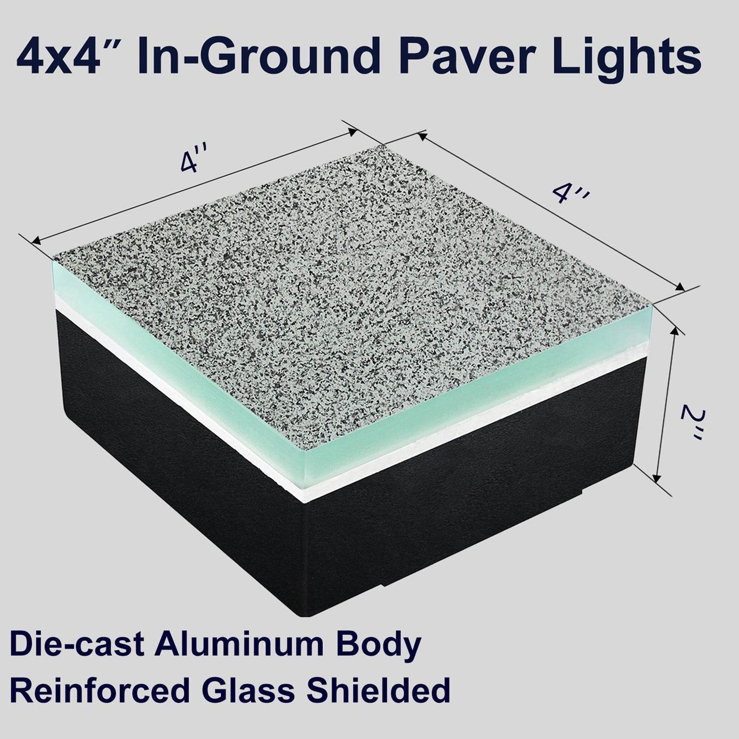 SHONE 4x4 Marble Brick Light - Heavy Duty, IP67 Waterproof Ground light for Walkway, Driveway