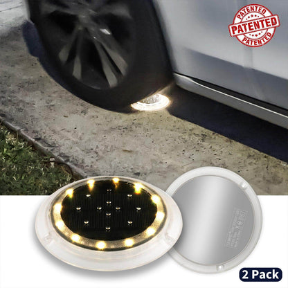 SHONE Round Solar Ground Light – 12 LED, IP67 Waterproof Solar Deck Light for Step, Pool, Lawn, Pathway