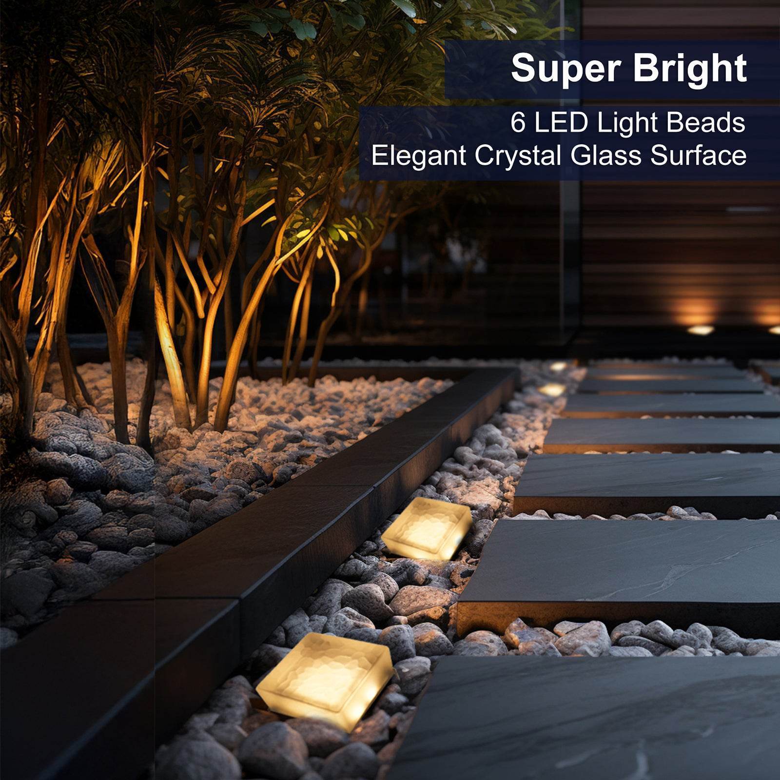 SHONE 4x4 Crystal Brick Light - Color Changing, IP67 Waterproof Paver Light for Pathway, Deck, Yard