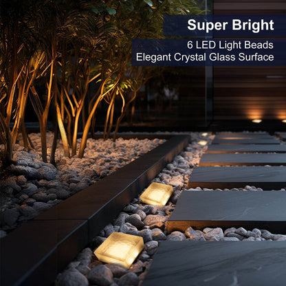 SHONE 4x4 Crystal Brick Light - Color Changing, IP67 Waterproof Paver Light for Pathway, Deck, Yard