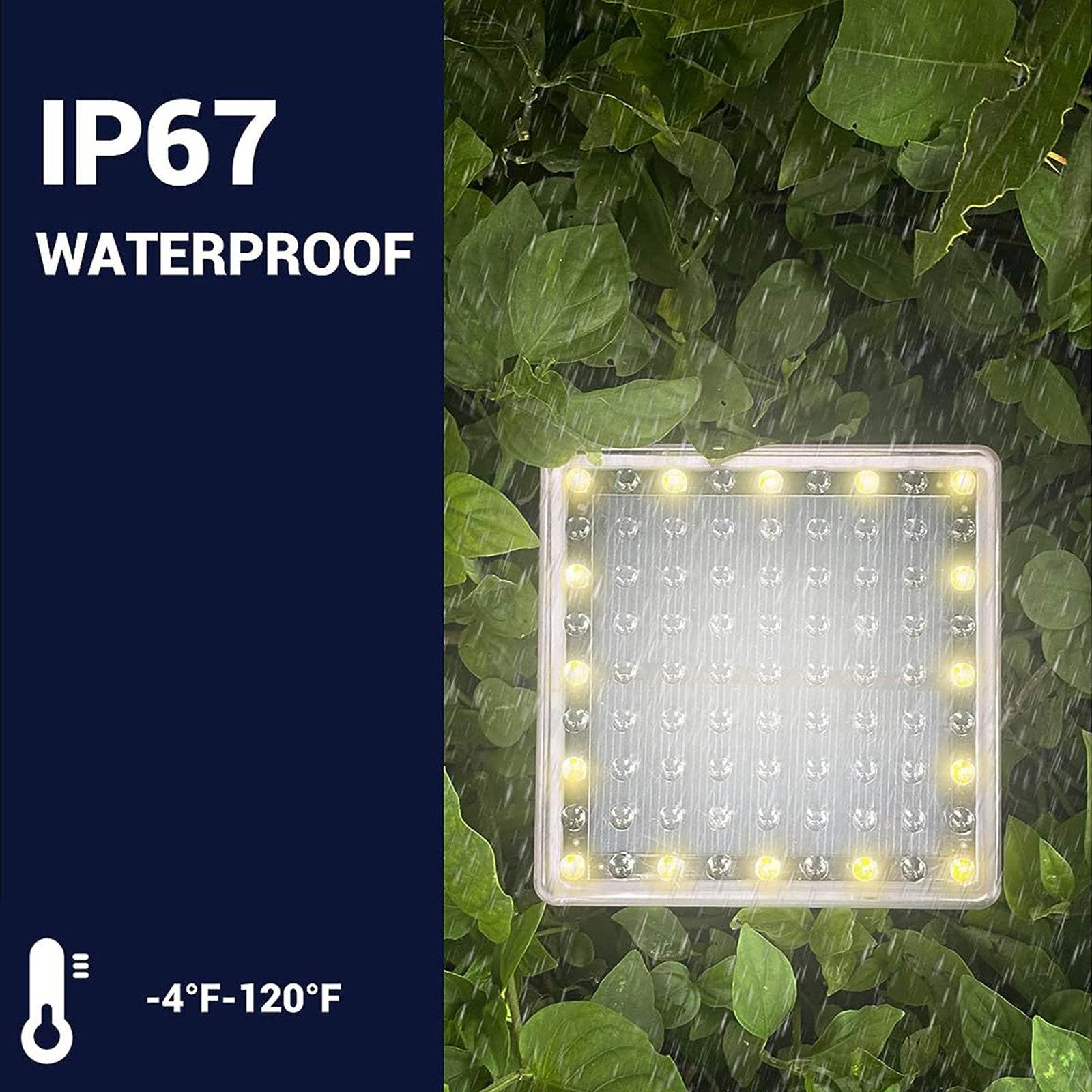 SHONE 4x4 Solar Brick Light, IP67 Waterproof Solar Paver Light for Garden, Walkway, Driveway, Pool
