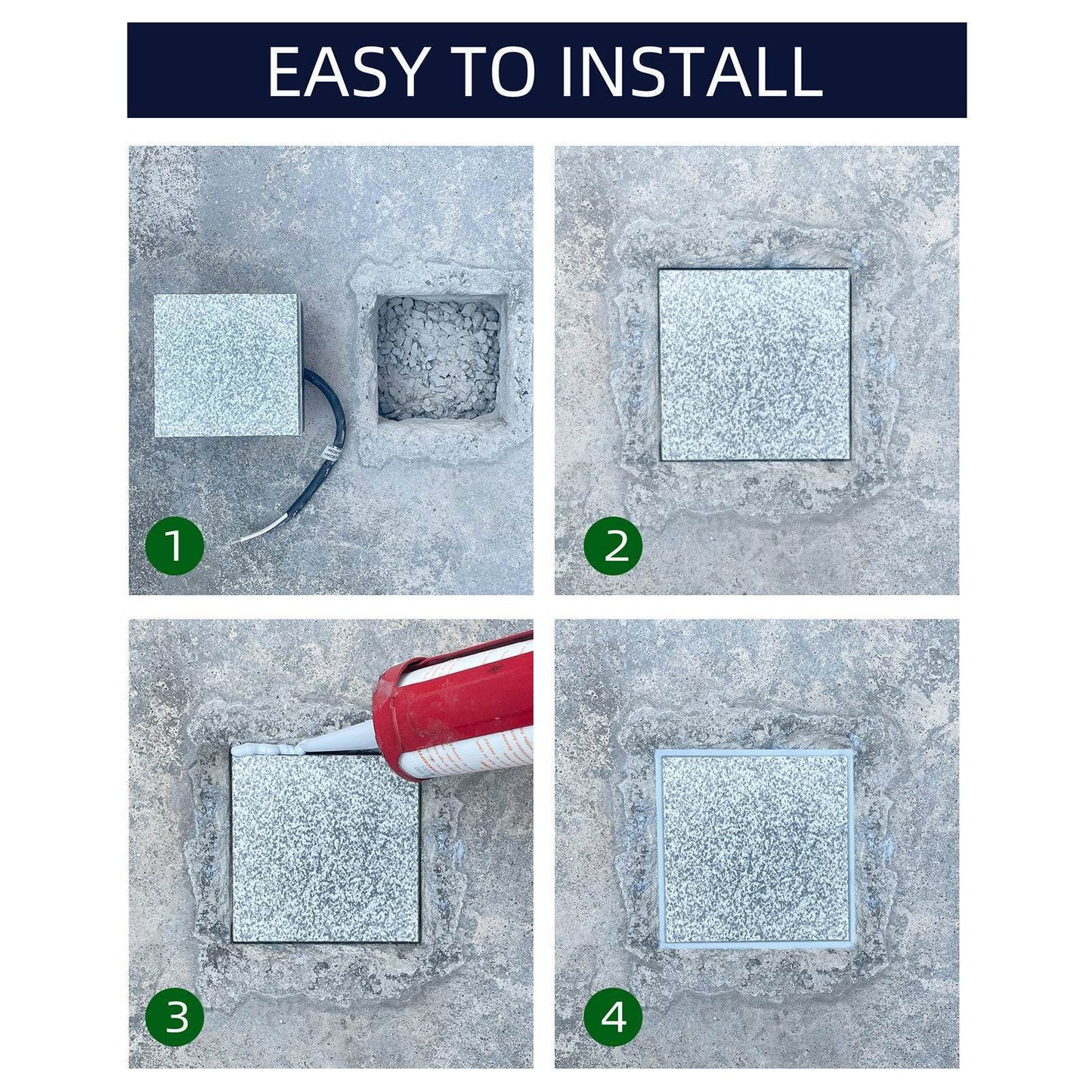 SHONE 4x4 Marble Brick Light - Heavy Duty, IP67 Waterproof Ground light for Walkway, Driveway