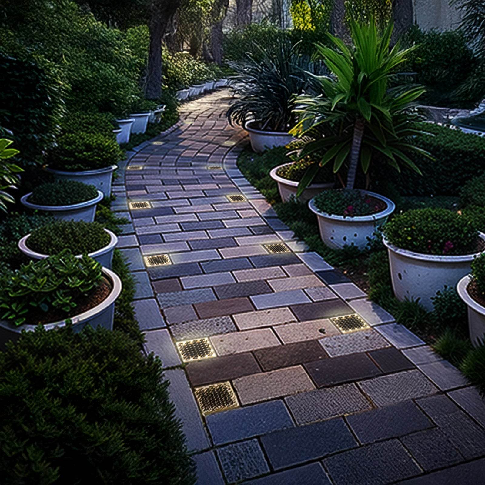 SHONE 4x4 Solar Paver Light – Snowflake Pattern, IP67 Waterproof Solar Brick Light for Walkway, Driveway, Garden, Pool