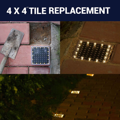 SHONE 4x4 Solar Brick Light, IP67 Waterproof Solar Paver Light for Garden, Walkway, Driveway, Pool