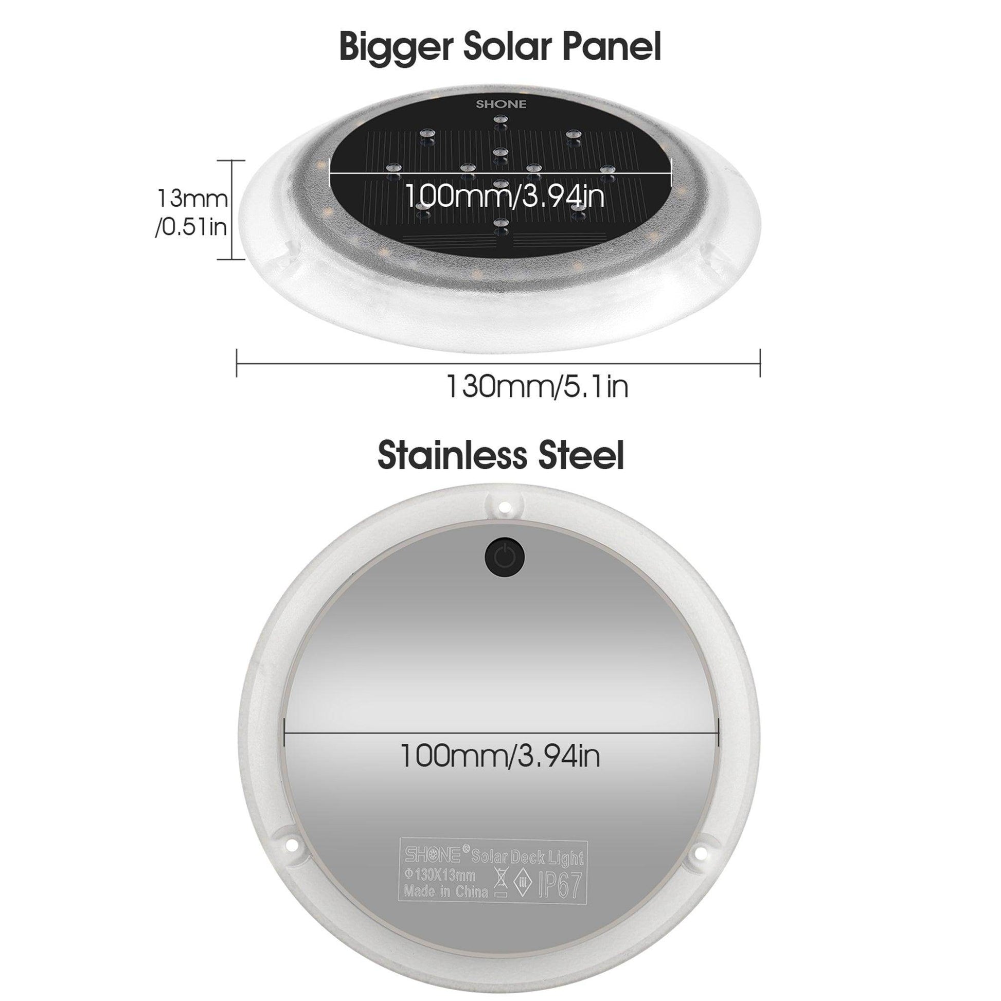 SHONE Round Solar Ground Light – 12 LED, IP67 Waterproof Solar Deck Light for Step, Pool, Lawn, Pathway