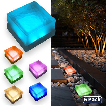 SHONE 4x4 Crystal Brick Light - Color Changing, IP67 Waterproof Paver Light for Pathway, Deck, Yard