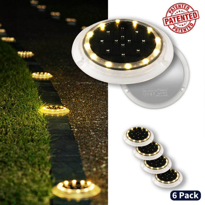 SHONE Round Solar Ground Light – 12 LED, IP67 Waterproof Solar Deck Light for Step, Pool, Lawn, Pathway