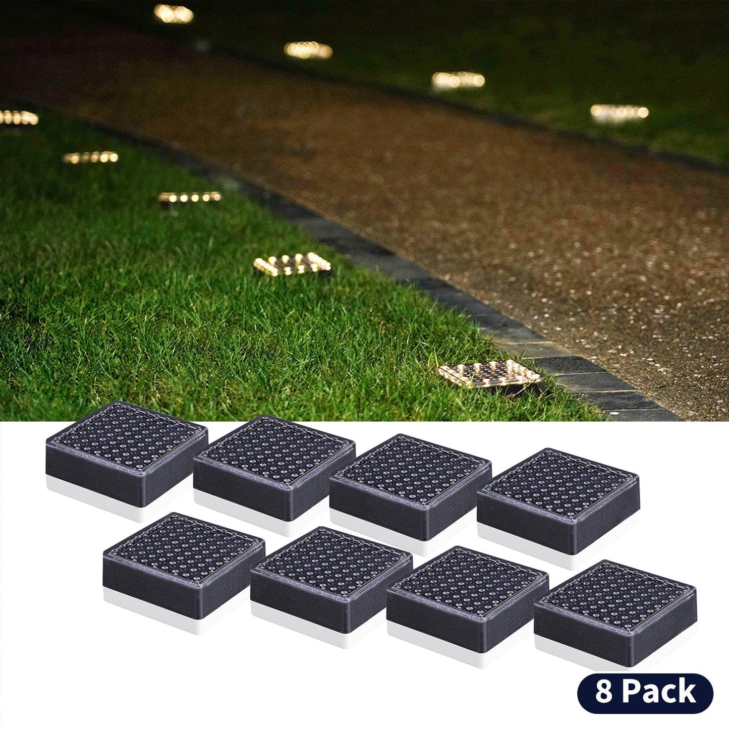 SHONE 4x4 Solar Brick Light, IP67 Waterproof Solar Paver Light for Garden, Walkway, Driveway, Pool