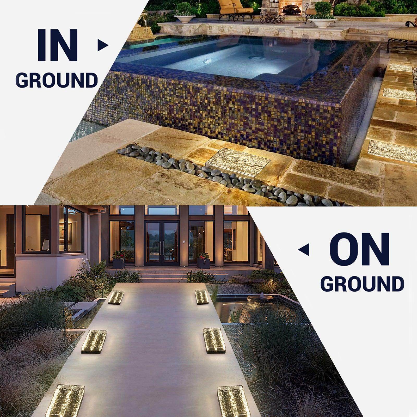 SHONE 6x9 Solar Paver Lights - Color Changing, IP67 Waterproof Brick Paver Lights for Driveway, Walkway, Poolside, Patio
