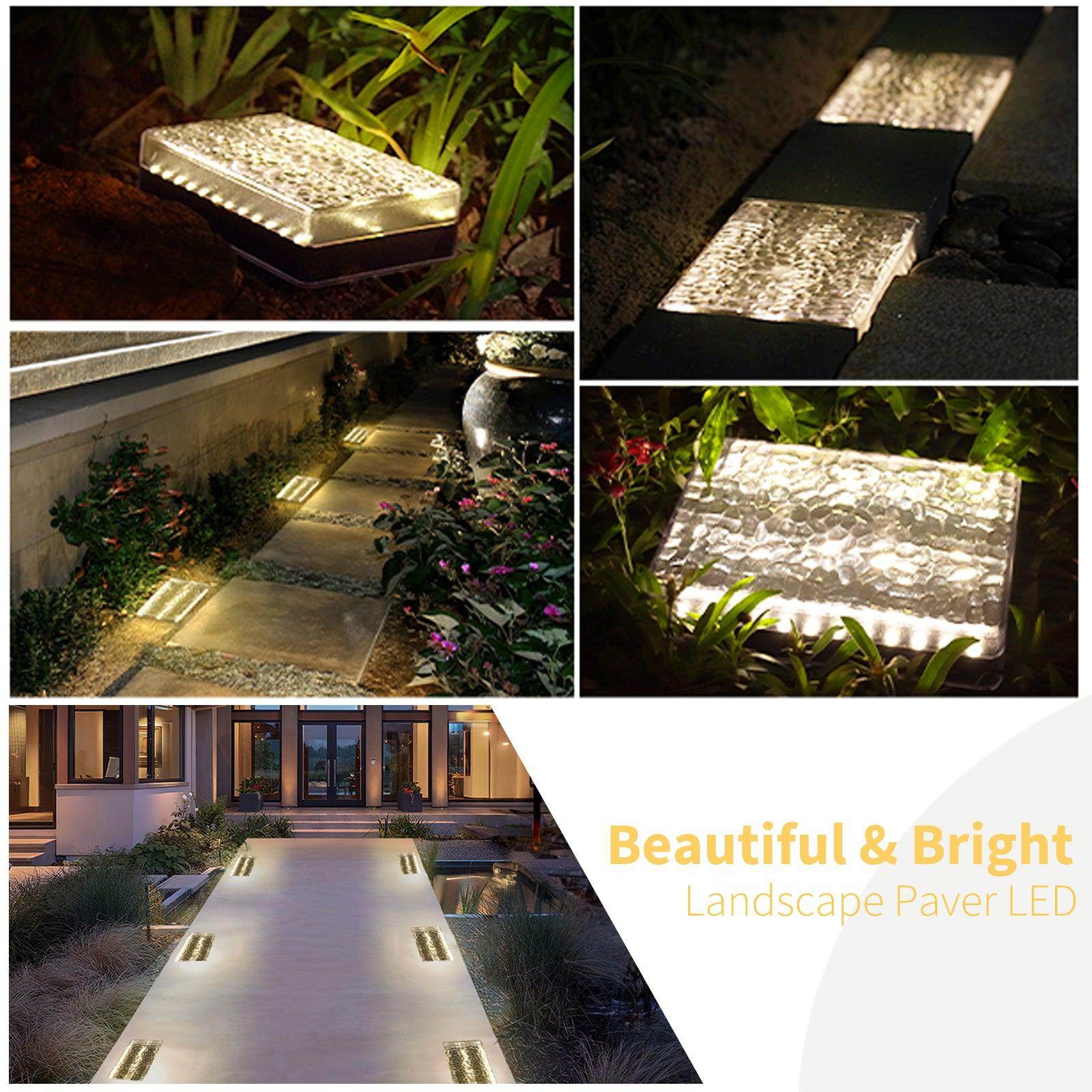 SHONE 6x9 Solar Paver Lights - Color Changing, IP67 Waterproof Brick Paver Lights for Driveway, Walkway, Poolside, Patio
