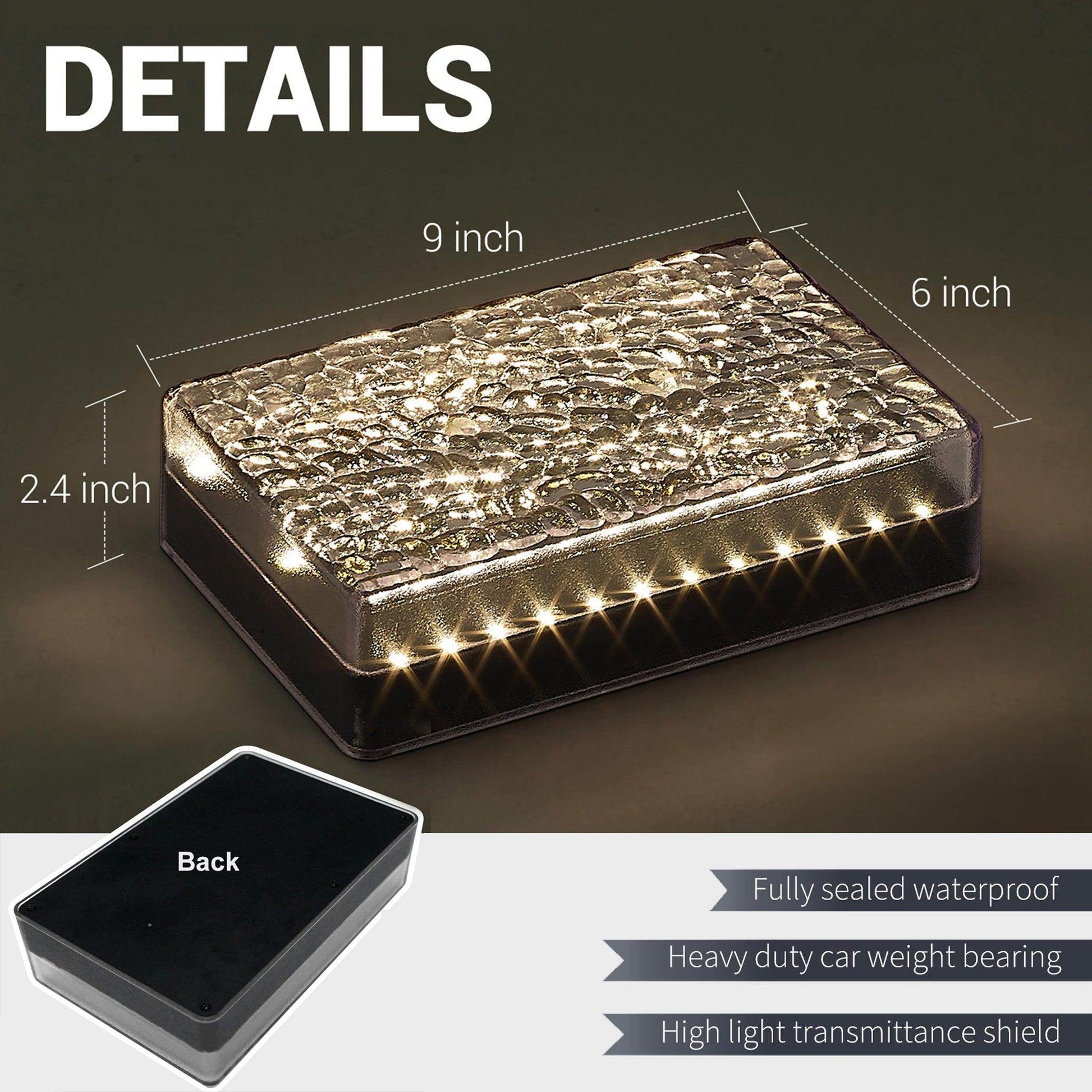 SHONE 6x9 Solar Paver Lights - Color Changing, IP67 Waterproof Brick Paver Lights for Driveway, Walkway, Poolside, Patio