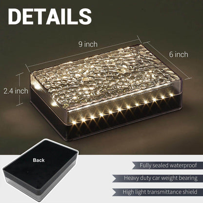 SHONE 6x9 Solar Paver Lights - Color Changing, IP67 Waterproof Brick Paver Lights for Driveway, Walkway, Poolside, Patio