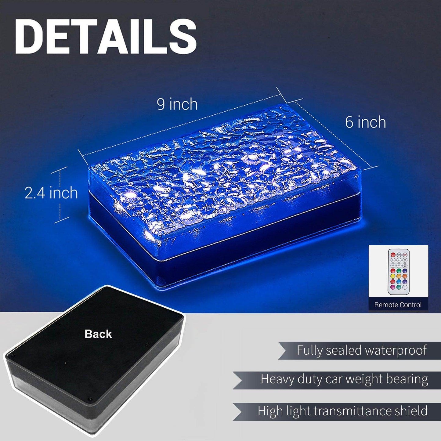 SHONE 6x9 Solar Paver Lights - Color Changing, IP67 Waterproof Brick Paver Lights for Driveway, Walkway, Poolside, Patio