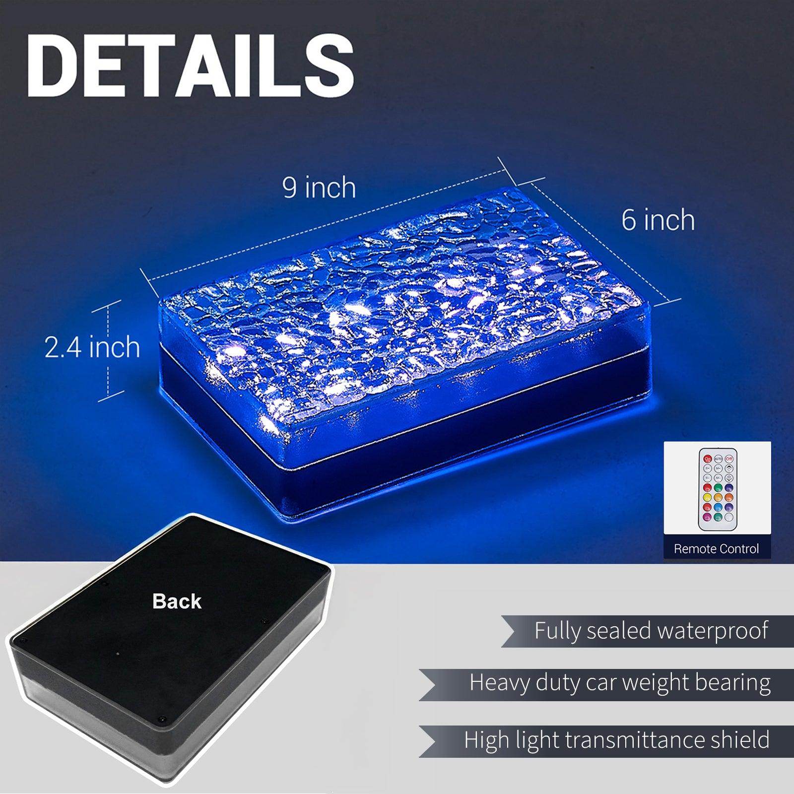 SHONE 6x9 Solar Paver Lights - Color Changing, IP67 Waterproof Brick Paver Lights for Driveway, Walkway, Poolside, Patio