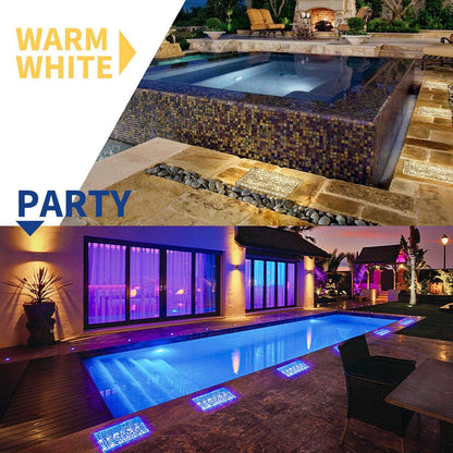 SHONE 6x9 Solar Paver Lights - Color Changing, IP67 Waterproof Brick Paver Lights for Driveway, Walkway, Poolside, Patio