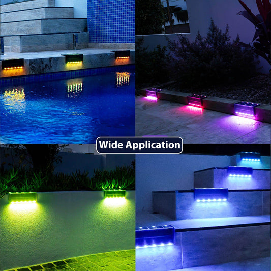 SHONE L Shaped Solar Pool Lights - Color Changing, Wireless, IP67 Waterproof LED Pool Lights for Inground Pool, Retaining Wall, Stair