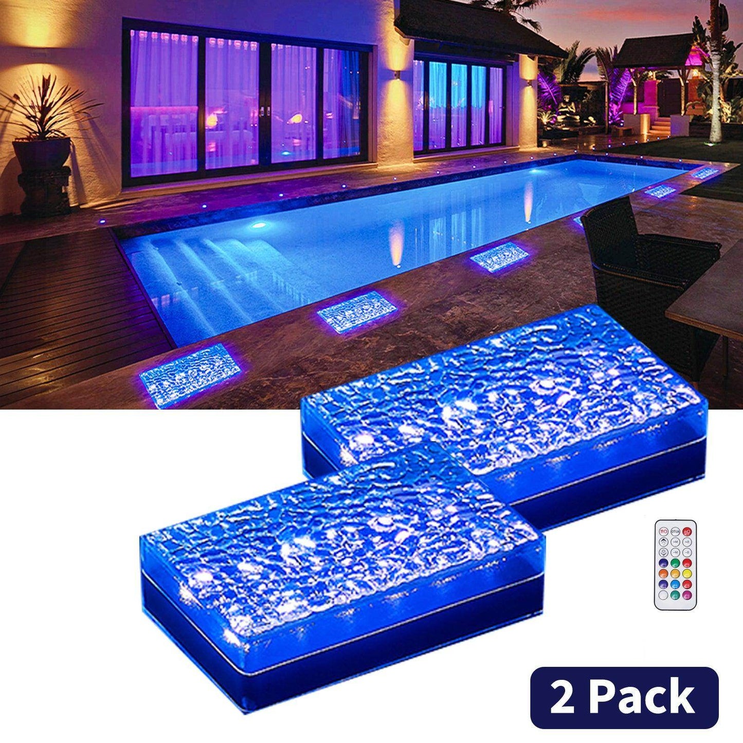 SHONE 6x9 Solar Paver Lights - Color Changing, IP67 Waterproof Brick Paver Lights for Driveway, Walkway, Poolside, Patio