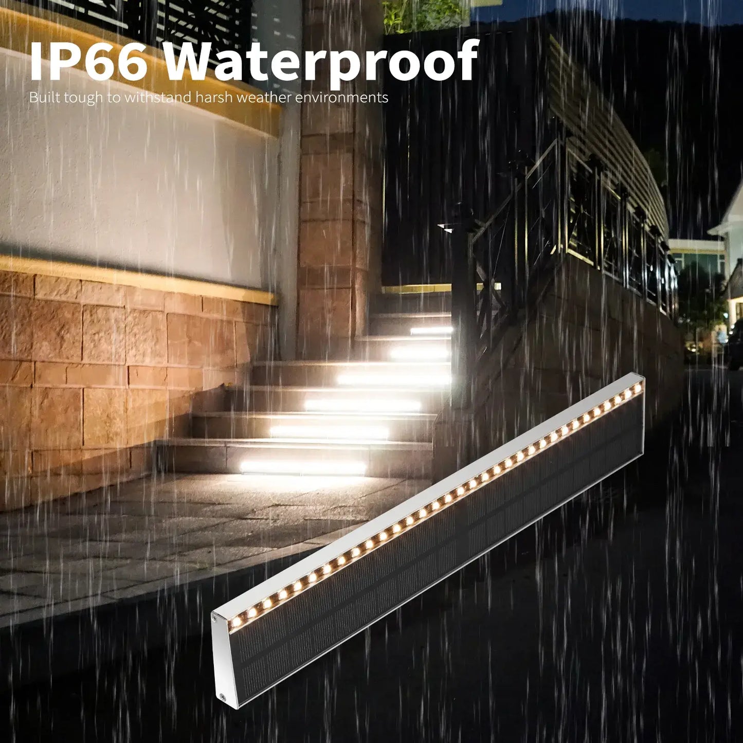 SHONE Outdoor Solar Stair Lights - 33 LED, IP67 Waterproof Solar Step Lights for Concrete, Entryway, Porch, Patio