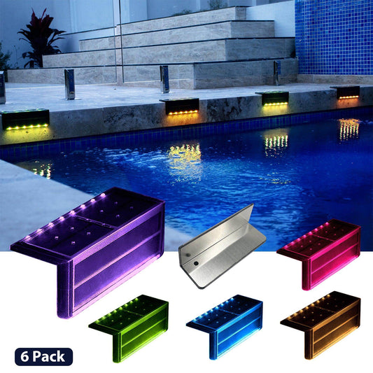 SHONE L Shaped Solar Pool Lights - Color Changing, Wireless, IP67 Waterproof LED Pool Lights for Inground Pool, Retaining Wall, Stair