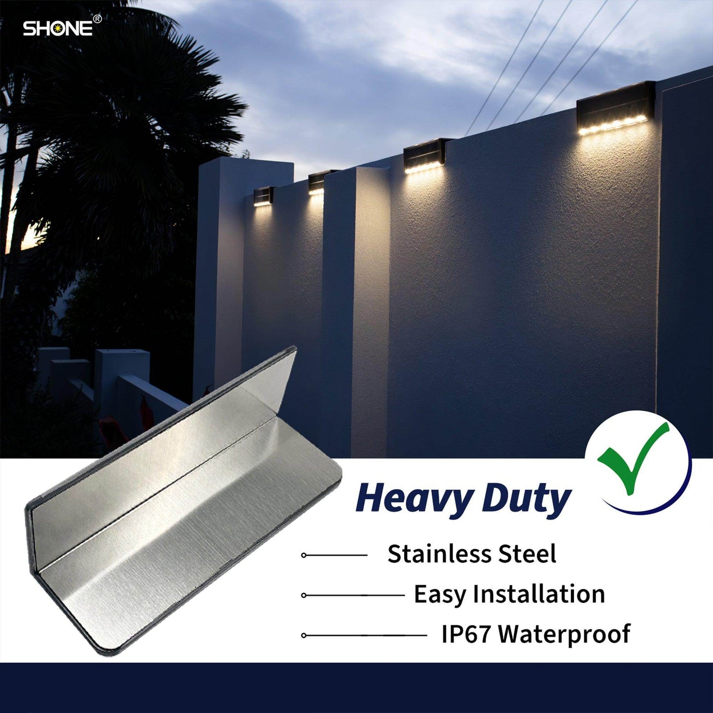 SHONE L Shaped Solar Pool Lights - Color Changing, Wireless, IP67 Waterproof LED Pool Lights for Inground Pool, Retaining Wall, Stair