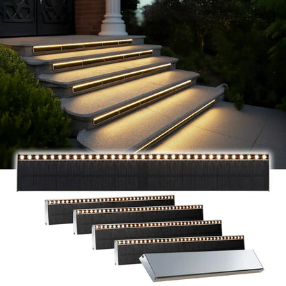 SHONE Outdoor Solar Stair Lights - 33 LED, IP67 Waterproof Solar Step Lights for Concrete, Entryway, Porch, Patio