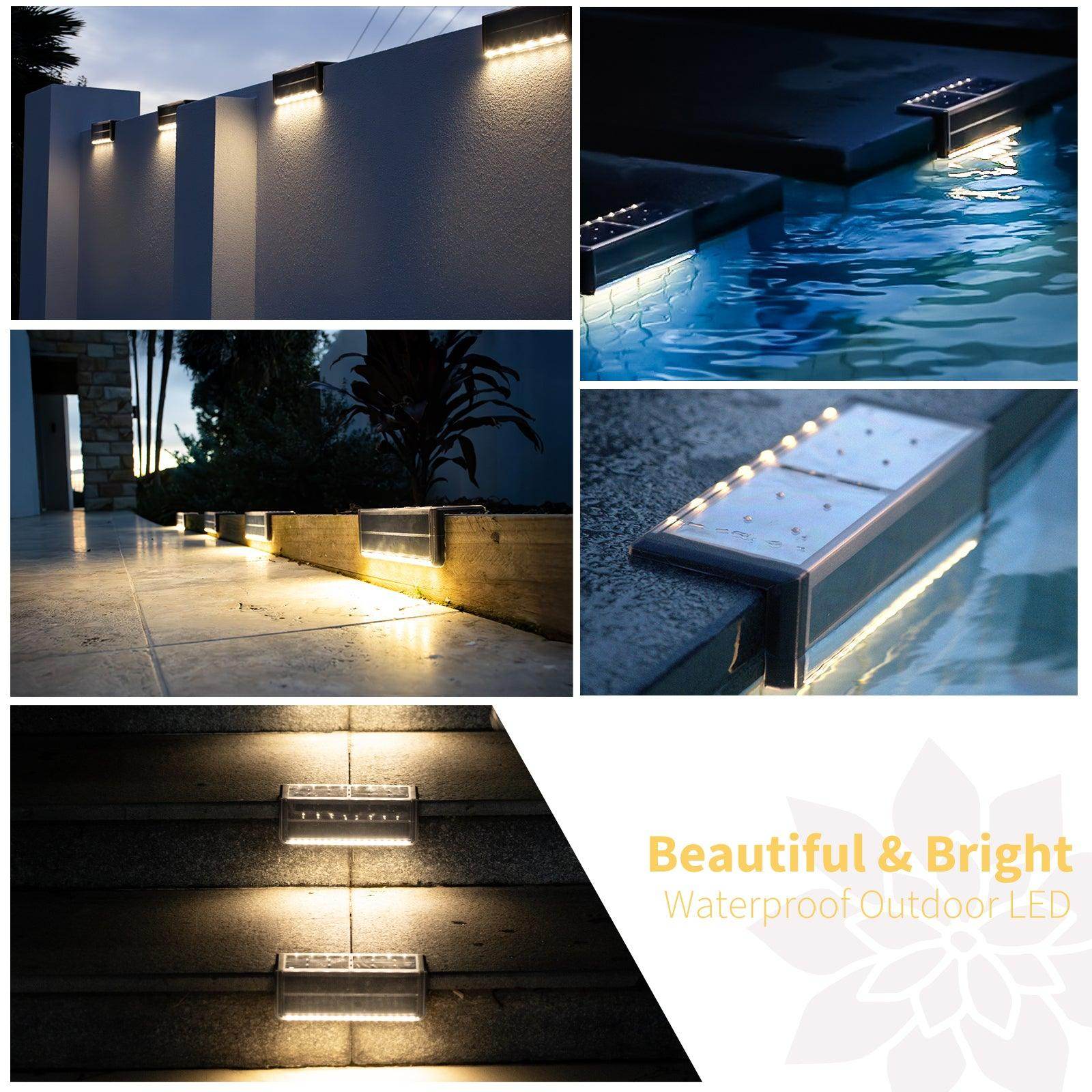 SHONE L Shaped Solar Pool Lights - Color Changing, Wireless, IP67 Waterproof LED Pool Lights for Inground Pool, Retaining Wall, Stair