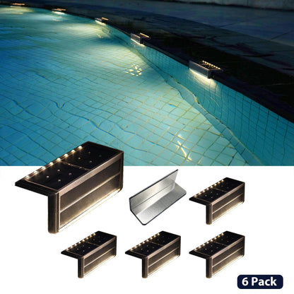 SHONE L Shaped Solar Pool Lights - Color Changing, Wireless, IP67 Waterproof LED Pool Lights for Inground Pool, Retaining Wall, Stair