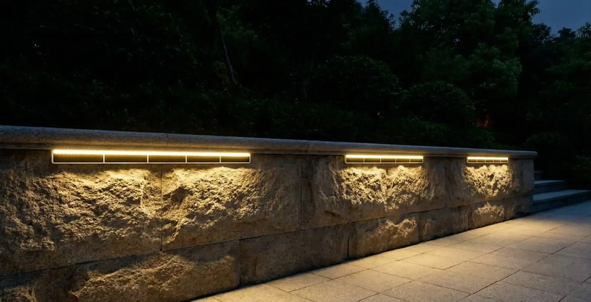 Retaining wall lighting under cap is trending for backyards