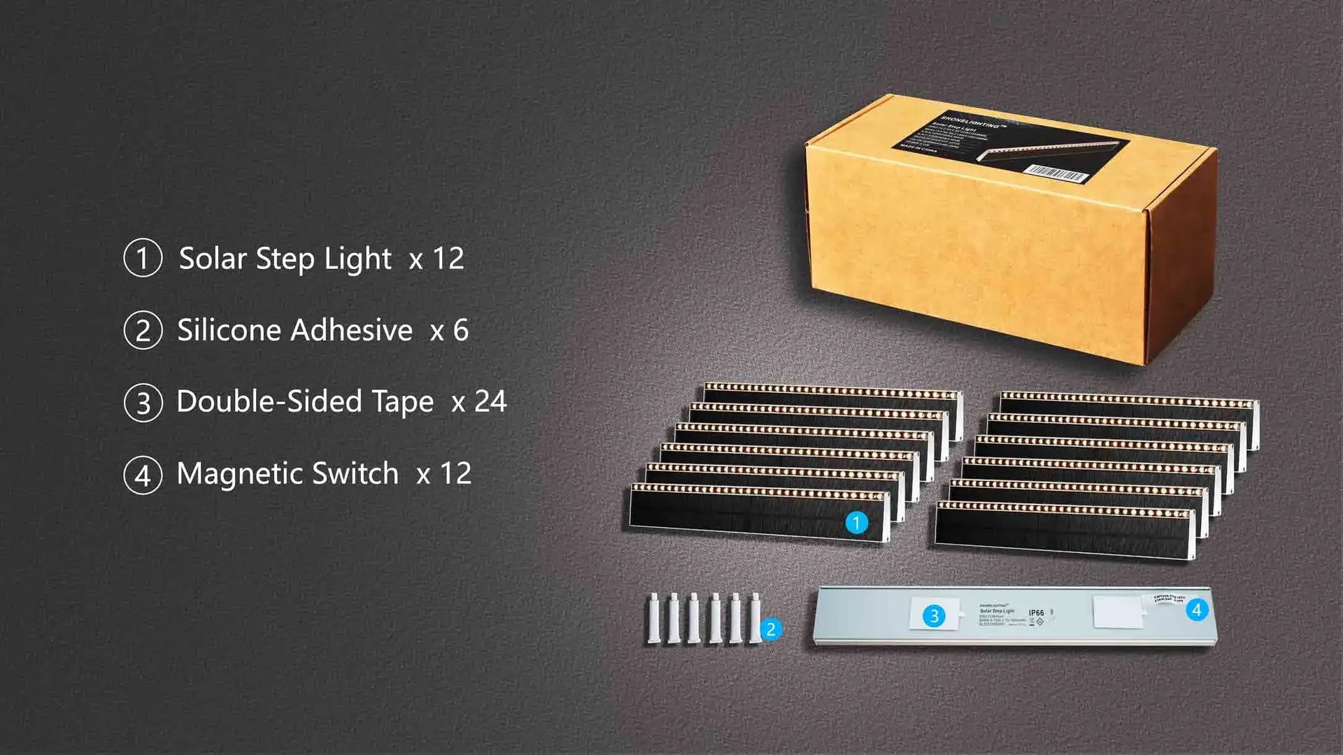 SHONE Outdoor Solar Step Light 12-Pack