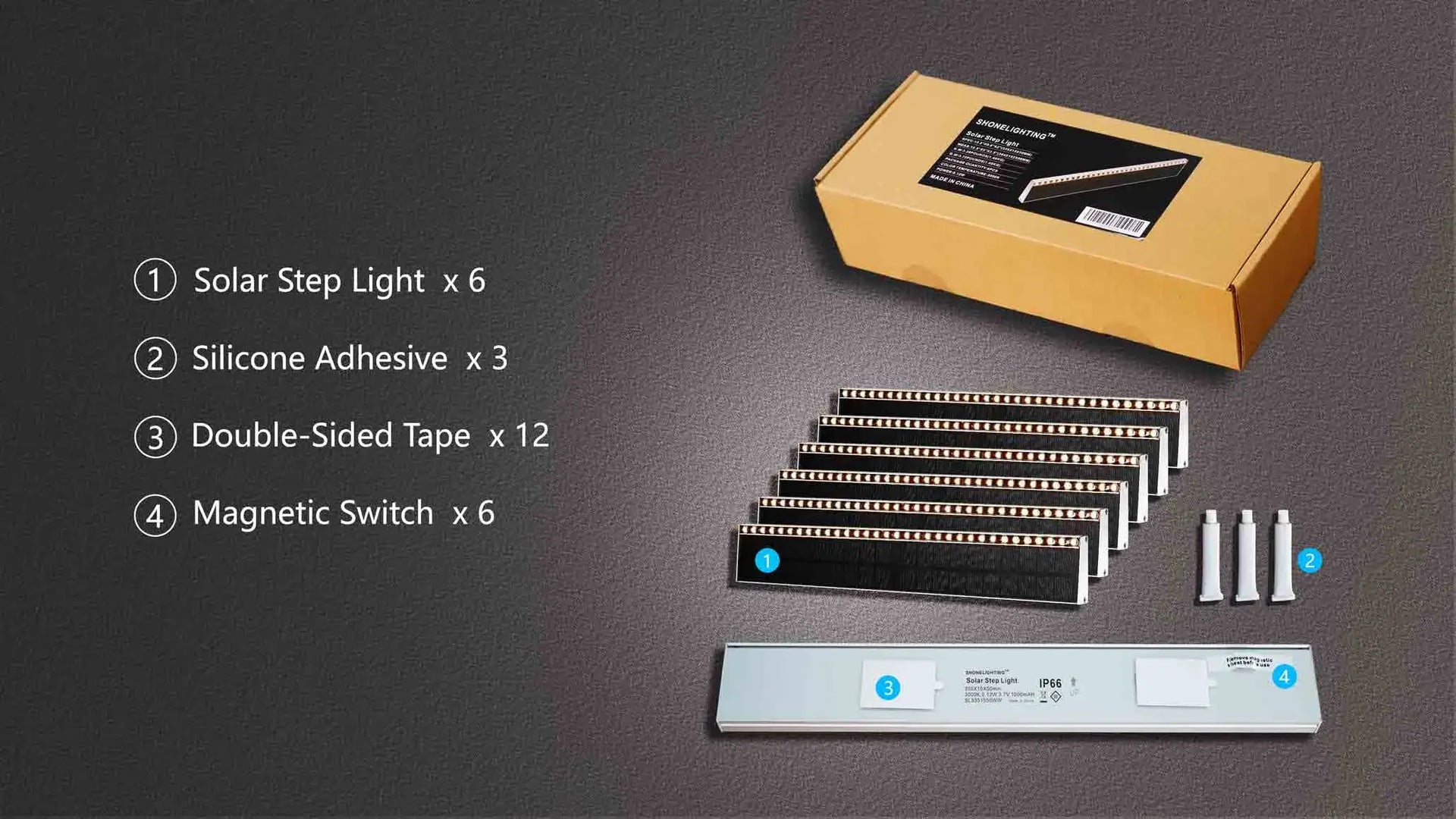SHONE Outdoor Solar Step Light 6-Pack