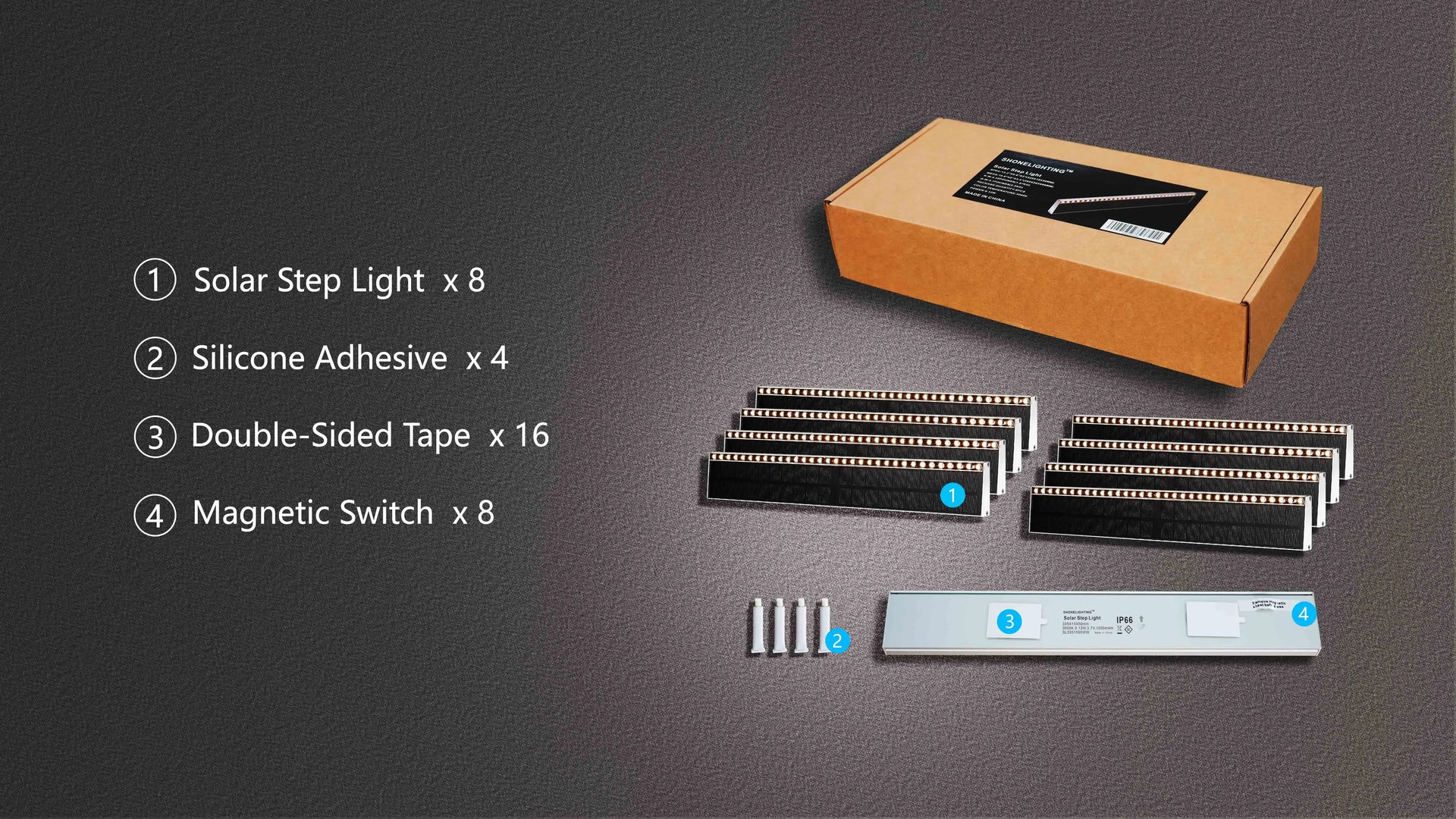 SHONE Outdoor Solar Step Light 8-Pack