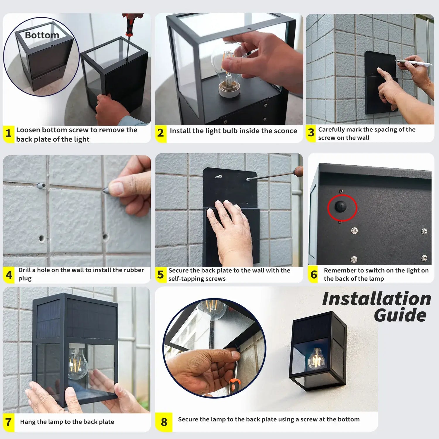 SHONE Solar Wall Lantern Installation Guide