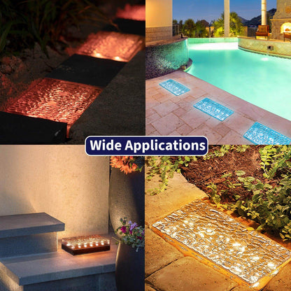 SHONE 6x9 Solar Paver Lights - Color Changing, IP67 Waterproof Brick Paver Lights for Driveway, Walkway, Poolside, Patio