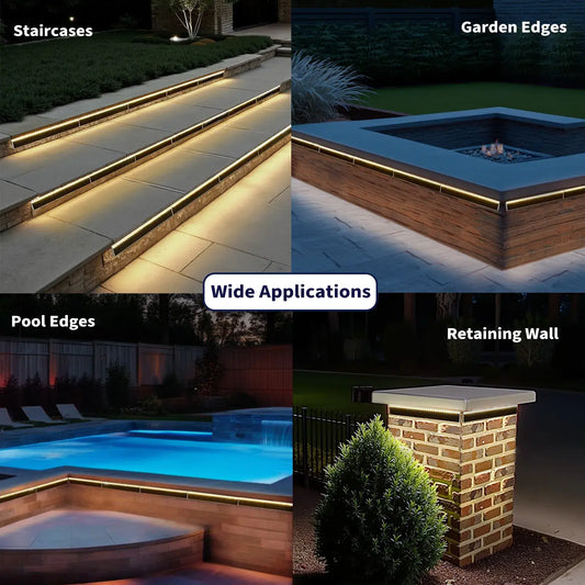 SHONE Outdoor Solar Stair Lights - 33 LED, IP67 Waterproof Solar Step Lights for Concrete, Entryway, Porch, Patio