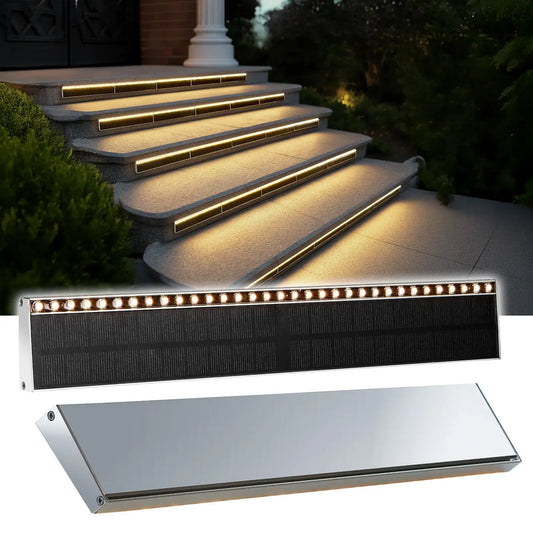 SHONE Outdoor Solar Stair Lights - 33 LED, IP67 Waterproof Solar Step Lights for Concrete, Entryway, Porch, Patio