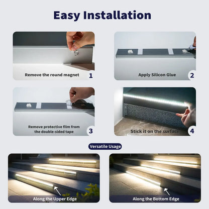 SHONE Outdoor Solar Stair Lights - 33 LED, IP67 Waterproof Solar Step Lights for Concrete, Entryway, Porch, Patio