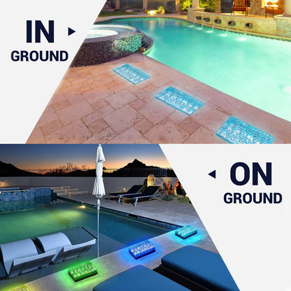 SHONE 6x9 Solar Paver Lights - Color Changing, IP67 Waterproof Brick Paver Lights for Driveway, Walkway, Poolside, Patio