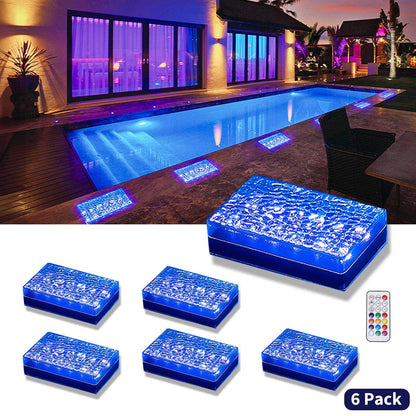 SHONE 6x9 Solar Paver Lights - Color Changing, IP67 Waterproof Brick Paver Lights for Driveway, Walkway, Poolside, Patio