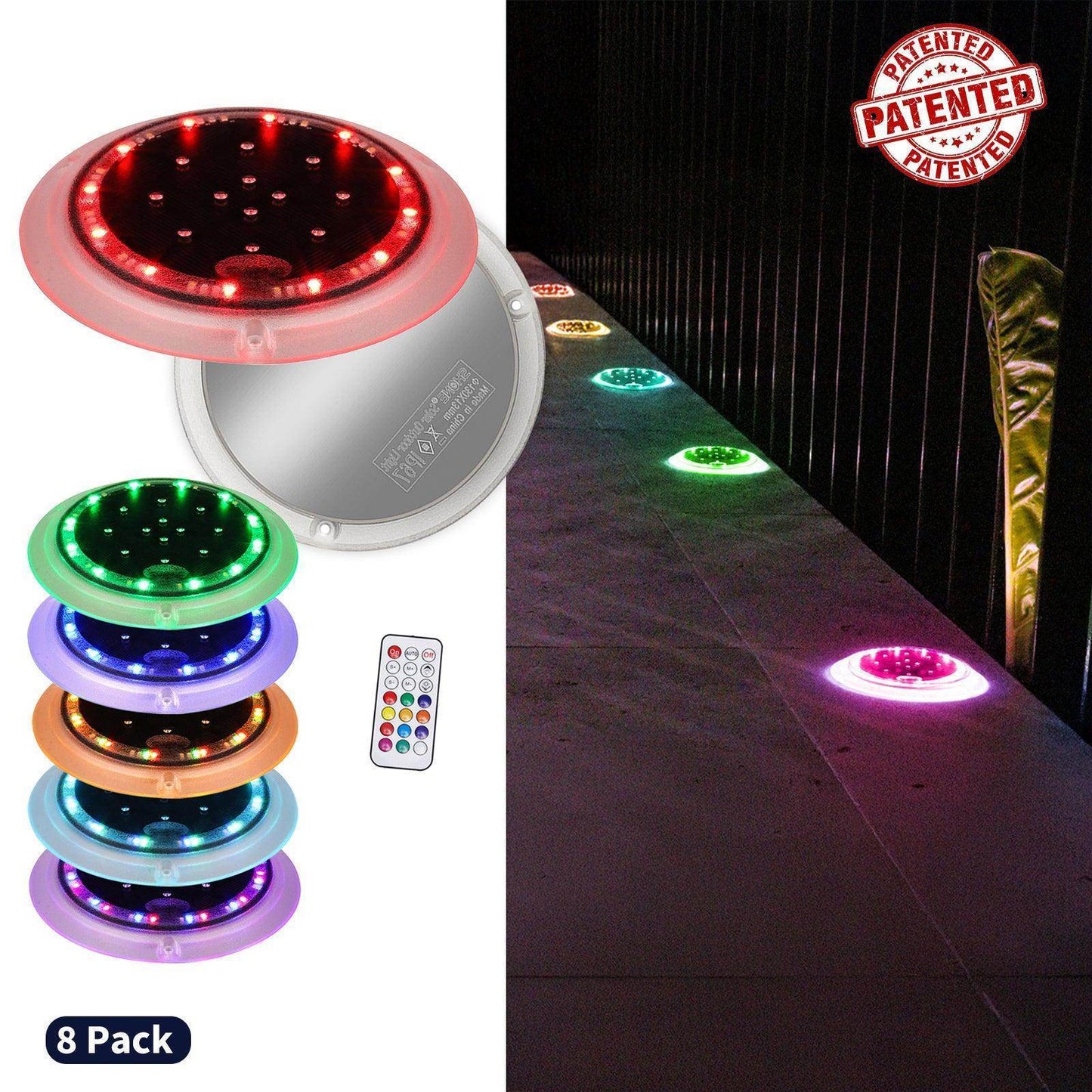 round flat solar lights